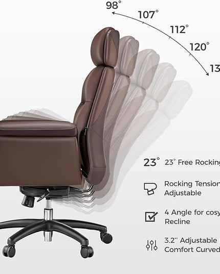 EUREKA ERGONOMIC Royal Ergonomic Office Chair Executive Desk Chair, Microfiber Leather High Back Executive Chair Comfy Ergonomic 360° Swivel with Lumbar for Home Workshop- Brown