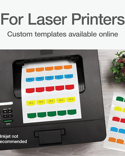 Redi-Tag Laser Printable Tabs, Permanent Index Tabs, Customizable Adhesive Labels, Assorted Primary Colors, 1.125" x 1.25", 100 Per Pack (1006555)