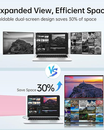 InnoView 15.6" FHD Dual Portable Monitor | All-in-One Foldable & Stackable Design | 315° Screen Adjustment & 180° Stand | USB-C/HDMI Travel Monitor for Laptop, Mac, Windows
