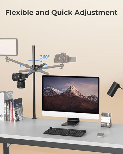 SMALLRIG Camera Desk Mount, Overhead Camera Arm Stand for Desk with 360° Ball Head,for DSLR Cameras, Cell Phones, Lights, Microphones