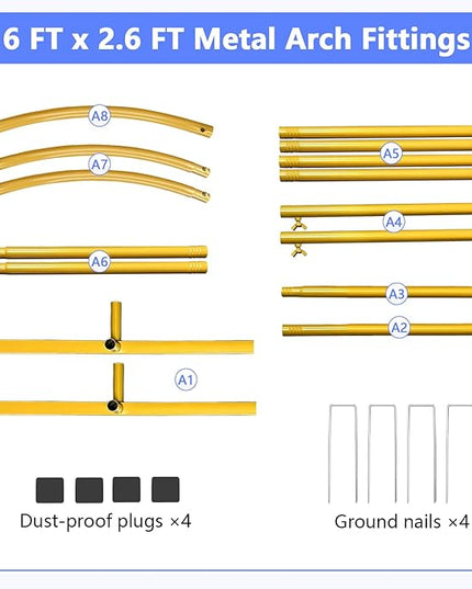 6 ft Arch Backdrop Stand, Wedding Arch Frame, Stable Metal Background Stand with Square Base Ground Nails, for Birthday Party Baby Shower Garland Decoration, Gold