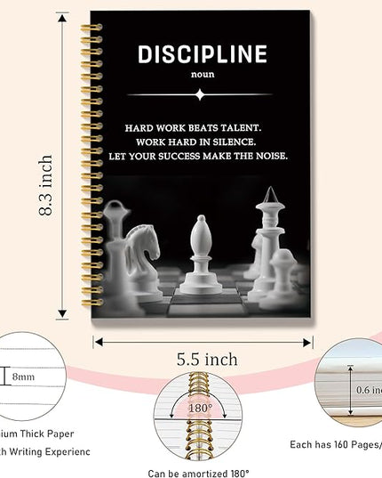 Discipline Inspirational Journal, Motivational Journal Notebook for Work, Inspirational Gifts for Women Coworker, Office Gifts for Colleague, Hardcover Spiral Notebook 5.5x8.3