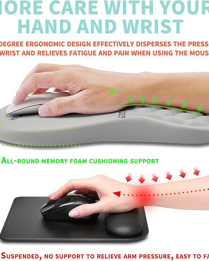 Ergonomic Mouse Pad Wrist Support with Memory Foam Massage Bulge, Carpal Tunnel Pain Relief Mousepad Wrist Rest for Mouse(12x8 inch, Good Morning)