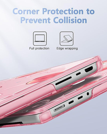 May Chen Case for MacBook Pro 14 inch, A2442 A2779 A2918 A2992 A3401 A3185 A3112 A3434, M1 M2 M3 M4 M5 (2021-2025 Release), Plastic Hard Shell Case with Keyboard Cover, Bow StrawberryBow Strawberry