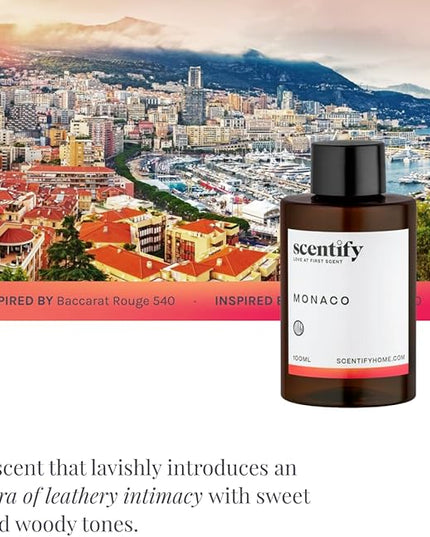 Scentify Monaco Aroma Oil Refill Scent for Oil Diffusers - Saffron, Jasmine, Amber, Cedar Scents - Luxurious Relaxing Aromatherapy Diffuser Fragrance 100ml, 3.38 oz