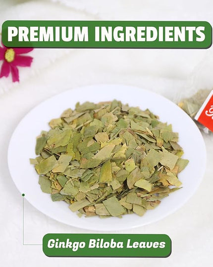 Jarteela - Ginkgo Biloba Tea Bags - 2g x 45 Count - Naturally Dried Ginkgo Biloba Leaves - Non-GMO - Caffeine-Free - Support Liver Health & Enhance Immunity