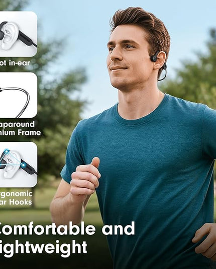 Bone Conduction Headphones, Open Ear Headphones Bluetooth 5.4 with Mic, Wireless Running Headphones 10H Playtime, Waterproof Sport Earbuds Suitable for Cycling, Outdoor Sports
