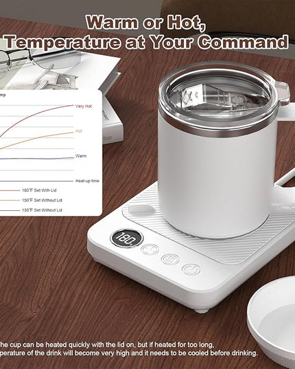 Coffee Mug Warmer & Mug Set for Desk, Smart Coffee Cup Warmer with 16oz Heated Mug, Coffee Heater with Auto Shut Off for Office/Home, Birthday/Valentine's Day/Coffee Gifts for Men & Women, White
