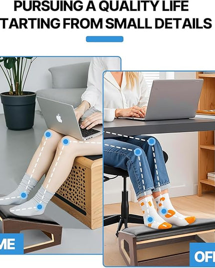 Ergonomic Foot Rest, 4 Adjustable Height Foot Stool,Footrest Under Desk， Soft Cushions, Foot Rest Office,Improving Posture, Promoting Blood Circulation（Espresso）