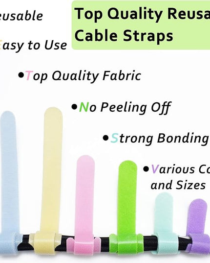 80pcs Cable Ties Reusable Macaron-inspired Color Wire Ties Cable Management Cord Ties Reusable for Electronics Hook and Loop Cable Ties for Computer 4 6 8 Inch with 6 Vibrant Colors
