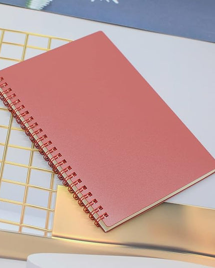 Yansanido Spiral Notebook, 4 Pcs A5 Thick Plastic Hardcover 7mm College Ruled 4 Color 80 Sheets -160 Pages Journals for Study, Work, Travel and Notes (A5, 4 Pcs Dark Color 2)