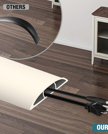 Floor Cord Cover, Cable Protector, 0.63W x 0.31H inches, Wire Cover for Extension Cords, Floor Cable Covers Prevent Cable Trips (Beige, 50-3 Feet)