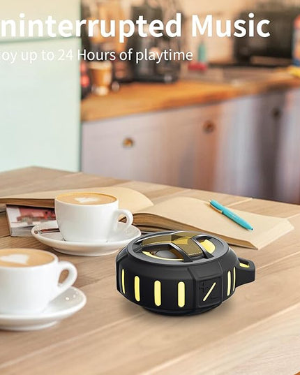 EBODA Waterproof Bluetooth Speaker, Shower Wireless Speaker, IP67 Waterproof, LED Light, Floating, Portable Speakers for Travel, Pool, Beach, Kayak, Gifts for Men-Black Golden Special Edition