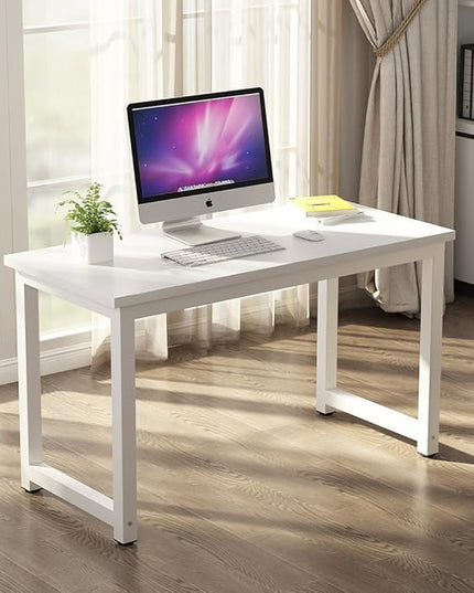 Tribesigns Modern Simple Computer Desk, 47 inch Office Desk Computer Table, Study Writing Study Desk for Home Office, White