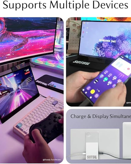 SOTSU FlipAction Go 14" Premium Portable Monitor SFA14PMSV | Robust but Lightweight | Tempered Glass Cover | 1080p | 400 Nits | 100% sRGB | 5W | Super Versatile | USB C or Mini HDMI