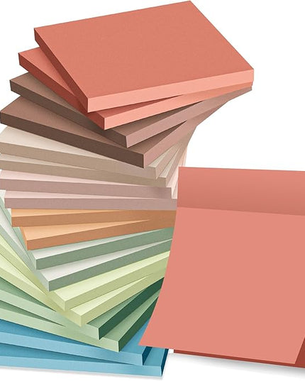 (18 Pack) Sticky Notes 3x3 in Post, Vintage Colors, Sticky Pads, Strong Adhesive, Recyclable, Self-Stick Pads, Easy to Post for Home, Office, Notebook