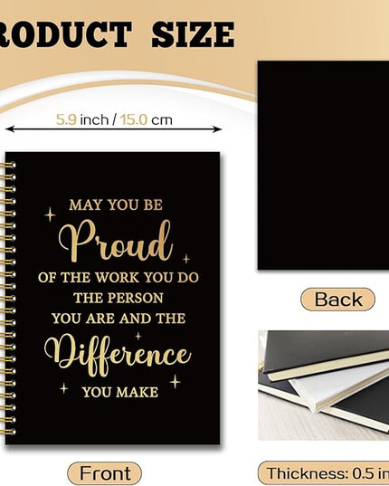 YAZMEEN Thank You Black Gold Spiral Notebook（160 Pages） May You Be Proud of The Work You Do Blank Hardcover Notebook Employee Appreciation Gift Inspirational Gift Retirement Leaving Gift for Coworker