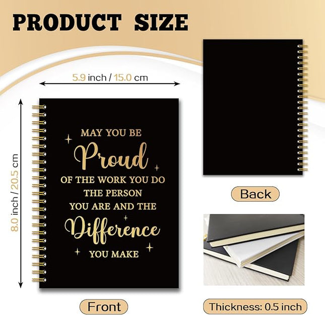 YAZMEEN Thank You Black Gold Spiral Notebook（160 Pages） May You Be Proud of The Work You Do Blank Hardcover Notebook Employee Appreciation Gift Inspirational Gift Retirement Leaving Gift for Coworker