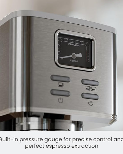 Kismile Espresso Machines with Milk Frother, Professional Espresso Coffee Machines with Removable Water Tank, Cappuccino & Latte Machine with Steam Frother for Home(Stainless Steel)