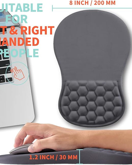 Ergonomic Mouse Pad Wrist Support with Memory Foam Massage Bulge, Carpal Tunnel Pain Relief Mousepad Wrist Rest for Mouse(12x8 inch, Dark Grey)