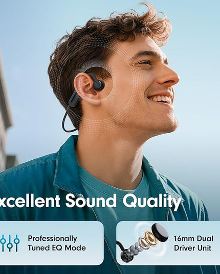 Bone Conduction Headphones, Open Ear Headphones Bluetooth 5.4 with Mic, Wireless Running Headphones 10H Playtime, Waterproof Sport Earbuds Suitable for Cycling, Outdoor Sports