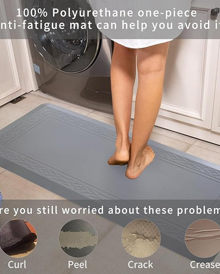 24 x 60 Inch Extra Support Anti Fatigue Comfort Kitchen Mat, Waterproof Long Kitchen Runner, Non-Slip Standing Desk Mat, Commercial Pads for Offices, Home, Garages (Bordeaux Grey, 24'' x 60'')
