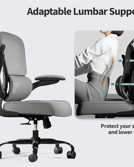 TRALT Office Chair - Ergonomic Desk Chair with Adjustable Lumbar Support, Mesh Computer Chair, Executive Chair for Home Office Comfortable Lumbar Support (Fog Gray)