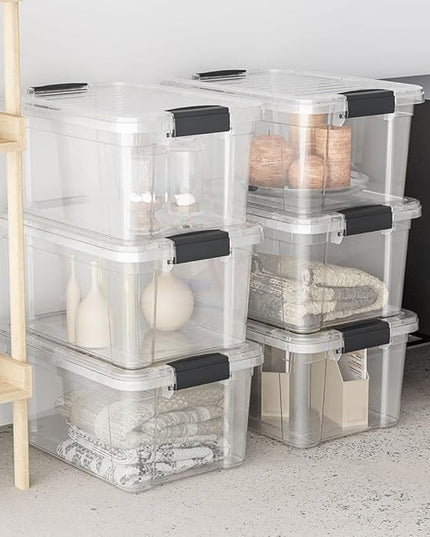Superio Clear Storage Boxes with Lids, 1.27 Quart Plastic Container Bins for Organizing, Stackable Crates, BPA Free, Non Toxic, Odor Free, Organizers for Home, Office and Dorm, 8 Pack