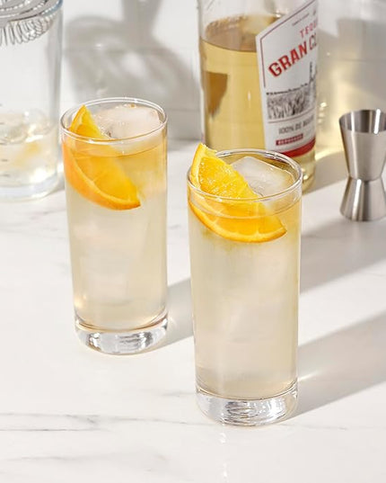 True Highball Glasses, Tall Glass Tumbler for Cocktails, Mojito Iced Tea Juices, Soda Water Drinking Cups, Kitchen Glassware, Home Bar, 11 oz Set of 4