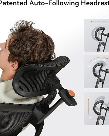 Newtral Ergonomic Office Chair-Home Office Desk Chair with Footrest, Auto-Following Backrest & Headrest, 4D Armrests, 96°-136° Recline
