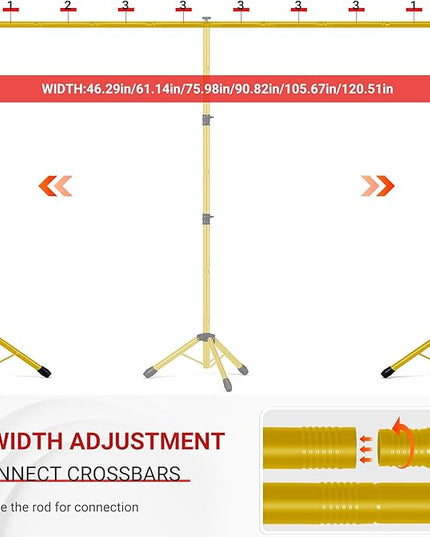 JSungo 10x8.5 FT Backdrop Stand for Parties, Adjustable Photo Backdrop Stand Kit with Carrying Bag, Portable Background Stand Backdrop for Wedding, Photoshoot, and Photo Studio, Gold