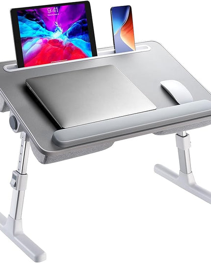 HUANUO Laptop Bed Desk, Laptop Tray Computer Lap Desk for Bed Couch Sofa, Bed Tray for Working, Eating, Foldable Lap Stand Table with Height Adjustment & 35° Adjustable Tilt Angle, HNLD19G