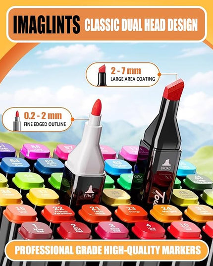 Alcohol Markers 80 Colors with Base Drawing Pen Dual Tip Art Markers for Sketch Anime Illustrations