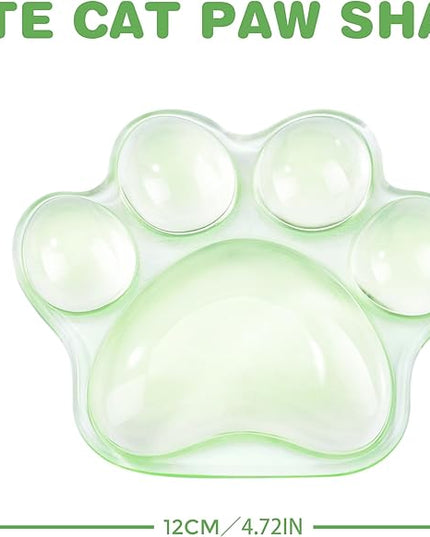 Cat Paw Mouse Wrist Rest, Green Clear Silicone Support Pad, Green Cute Ergonomic Soft Transparent Wrist Pain Relief for Office Home Desk Computer