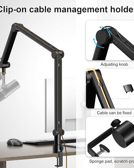 Microphone Arm,Aokeo AK-49 Adjustable Compact Mic Suspension Boom Scissor Arm Stand For Blue Yeti,Snowball iCE, HyperX QuadCast,SoloCast,Elgato Wave,Etc