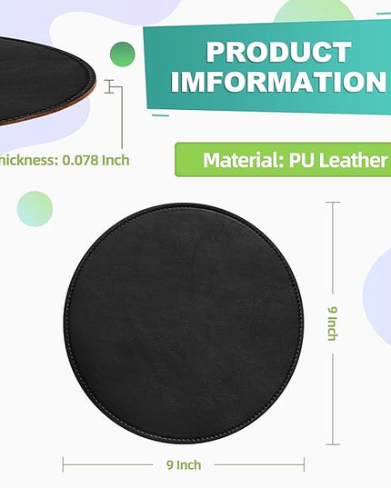 Mouse Pad，Round Mouse Pad，PU Mouse Pad，Leather Mouse Pad with Stitched Edge Micro-Fiber Base with Non-Slip Waterproof，Mouse Pad for Computers，Laptop，9 x 9 Inch (Ruffle Detailed Black)