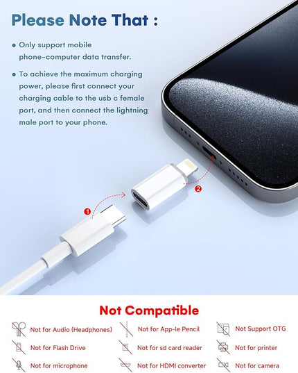 MFi Certified USB C to Lightning Adapter 4-Pack, 27W Fast Charging & Data Sync, Lightning to USB Type C Cable Adapter Compatible with iPhone 14/13/12/Pro/Max, iPad, AirPods, with Anti-Loss Lanyard