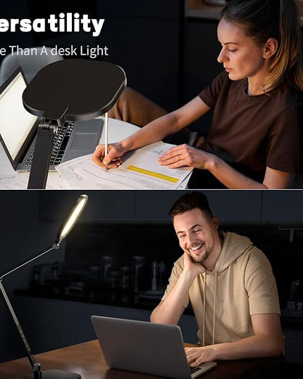 LED Desk Lamp for Home Office, Eye-Caring Modern Desk Light, 3 Color Temperature 10 Brightness Computer Light, Dimmable Desk Light with Memory & Timer Func, Metal Swing Arm Table Lamp