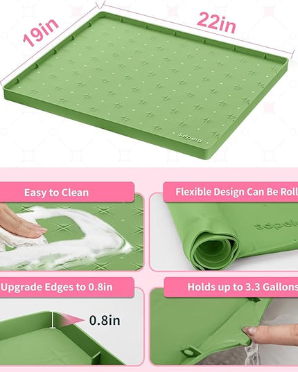 Sdpeia Under Sink Mat 22"×19" Waterproof Silicone Cabinet Liner & Sink Protector for Kitchen & Bathroom, Multi-Purpose Organizers Tray for Pets, Laundry, Cat Litter Mat