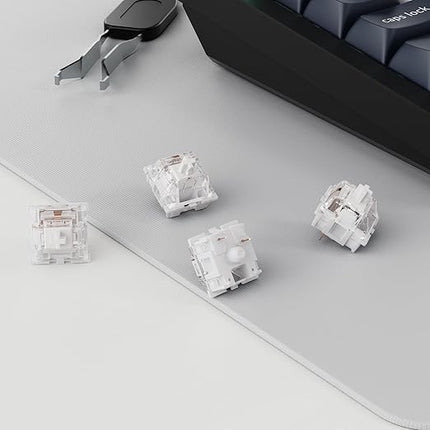 Keychron Silent K Pro White Mechanical Switches – 110 PCS, Quiet Linear 38gf, Factory Pre-Lubed, SMD-LED Compatible, 3-Pin Hot-Swappable, Smooth Typing for Gaming & Office