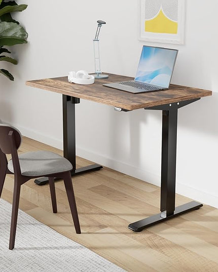 FLEXISPOT EN1 One-Piece Standing Desk with 1-Inch Thick Desktop, 48"x24" Electric Height Adjustable Desk for Home Office & Multi-Device Workstations, Rustic Brown