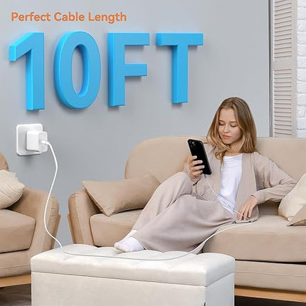iPhone 17 16 Pro Max Charger Fast Charging,2Pack 45W USB C Super Fast Charger & 10FT Long Type C Charging Cable Cord for iPhone 17 Pro Max/17 Pro/17 Air/17/16 Pro Max/15,iPad Pro/Mini/Air,Galaxy S25