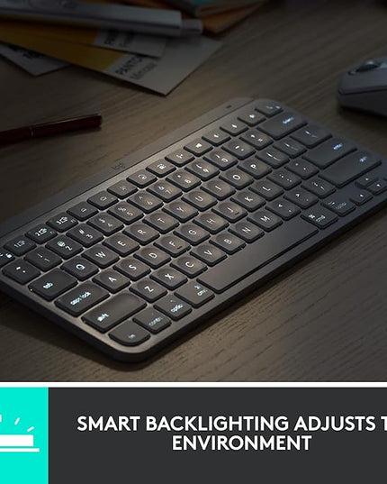 Logitech MX Keys Mini for Mac Minimalist Wireless Keyboard, Compact, Bluetooth, Backlit Keys, USB-C, Tactile Typing, Compatible with MacBook Pro,MacBook Air,iMac,iPad - Pale Grey