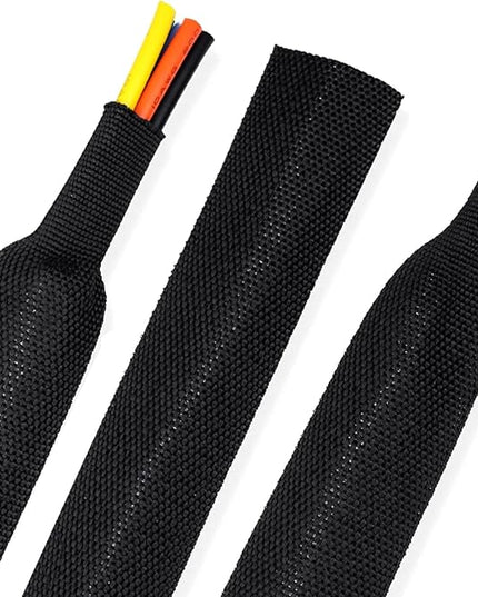 2:1Heat Shrink Wire Loom Braided Cable Sleeves,Heat Resistant Fabric Woven Shrink Tubing Wiring Harness for Protection Automotive,Harness Cable,Cable Management (1/2"-12ft)