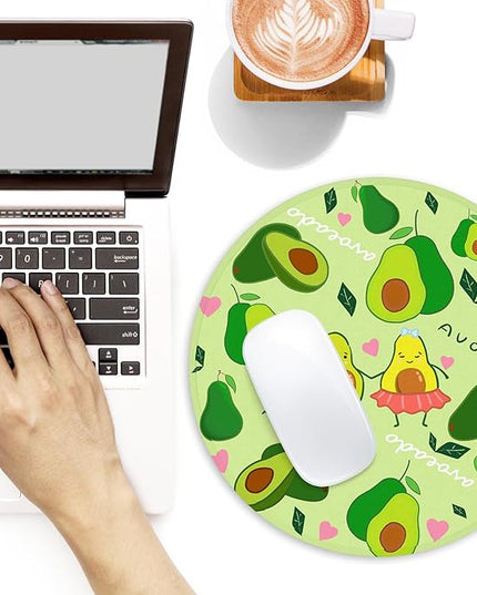 Avocado Round Mouse Mat, Funny Small Mouse Pad with Non-Slip Rubber Base, Home Office Decor Desk Accessory, 8.7 Inch Round