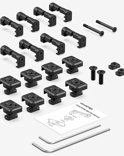 Pressure Switch Cable Management Kit Compatible with M-LOK/Picatinny Rail, Pressure Switch Cable Guides, Cable Clips, Wire Management for Flashlight/Laser, 16 Pack(8 Mlock + 8 Picatinny) - Black