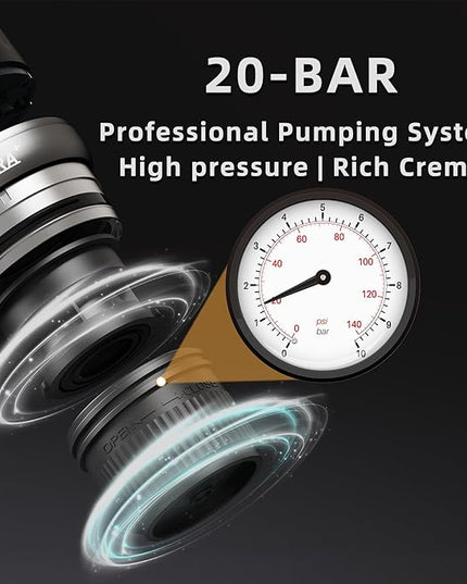 CERA+ Self-Heating Portable Espresso Machine,Up to 8 Cups per Charge & 20 Bar, 3 * 4500mAh, CERApresso Works with NS Capsules & Grounds, Electric Coffee Maker for Camping,Hiking,Office,Car,Travel