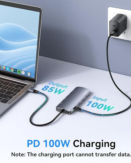 USB C Hub 10Gbps, USB C Splitter with 4K@60Hz Video Output, 100W PD Charging, Data Transfer, USB4 Multiport Dongle Adapter Extender for MacBook Pro/Air, iPad Pro, Dell, HP and More Type C Devices