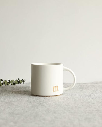 COLLECTIVE HOME - Monogram Ceramic Mugs, 15 oz Golden Initial Coffee Cups, Elegant Alphabet Tea Mugs, Elegant Personalized Mug with Gift Box, Luxurious Cups for Office and Home (m)