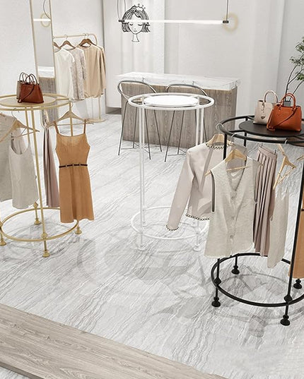 Round Garment Display Retail Rack, Floor-Standing Round Clothes Hanging Rack, Clothing Racks with Topper, Multi-Purpose Clothing Organizer for Boutique Retail Store Laundry Home